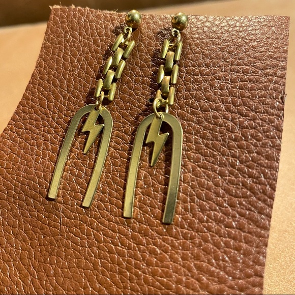 Jewelry - Brass lightning bolt earrings